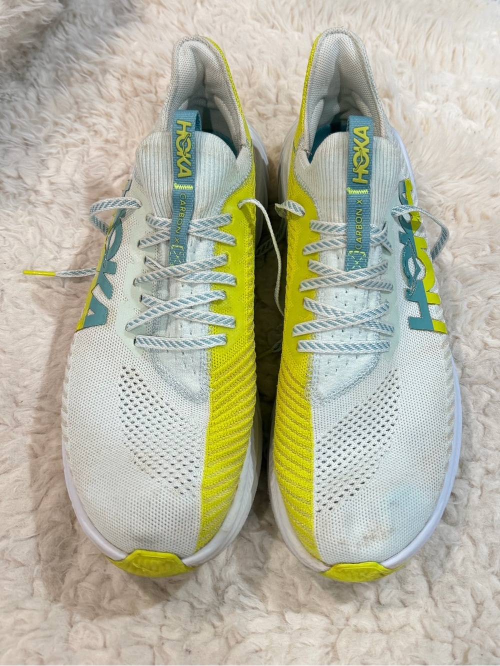 Hoka White & Neon Yellow Performance Running Shoes